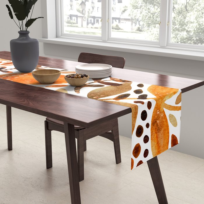 Autumn watercolor leaves Table Runner Gallery Image 2