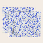 Hand drawn blue flower art pattern Placemat Gallery Image 1