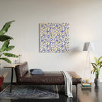 Hand drawn blue flower art pattern Wood Wall Art Gallery Image 2
