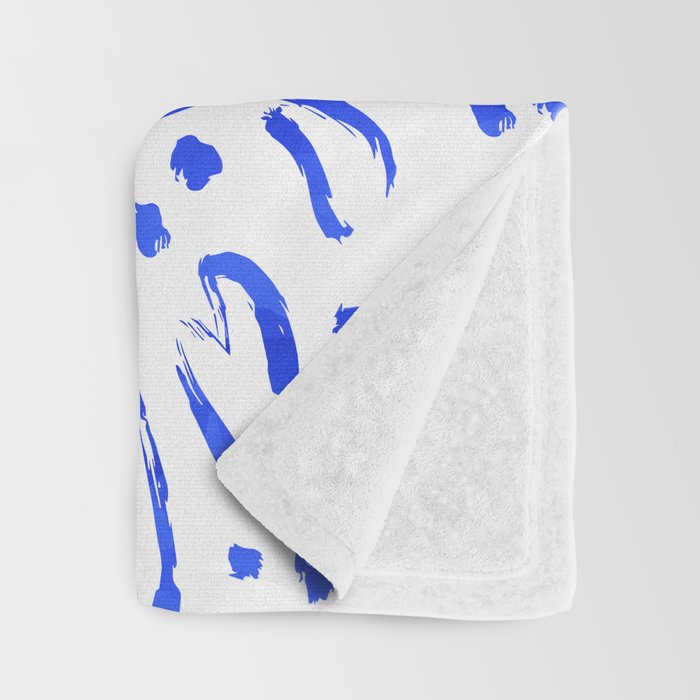 Hand drawn blue flower art pattern Throw Blanket Gallery Image 3