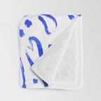 Hand drawn blue flower art pattern Throw Blanket Gallery Image 3