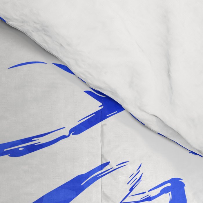 Hand drawn blue flower art pattern Comforter Gallery Image 4
