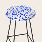 Hand drawn blue flower art pattern Stool Gallery Image 2