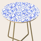 Hand drawn blue flower art pattern Side Table Gallery Image 2