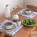 Hand drawn blue flower art pattern Placemat Gallery Image 2
