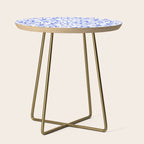 Hand drawn blue flower art pattern Side Table Gallery Image 1