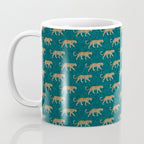 leopards walking - teal Coffee Mug Gallery Image 3