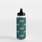 leopards walking - teal Water Bottle Gallery Image 3