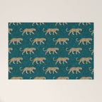 leopards walking - teal Welcome Mat Gallery Image 1