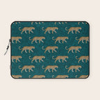 leopards walking - teal Laptop Sleeve Gallery Image 1