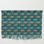leopards walking - teal Wall Hanging Gallery Image 1