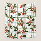 Festive Berries on Tartan Wall Tapestry Gallery Image 4