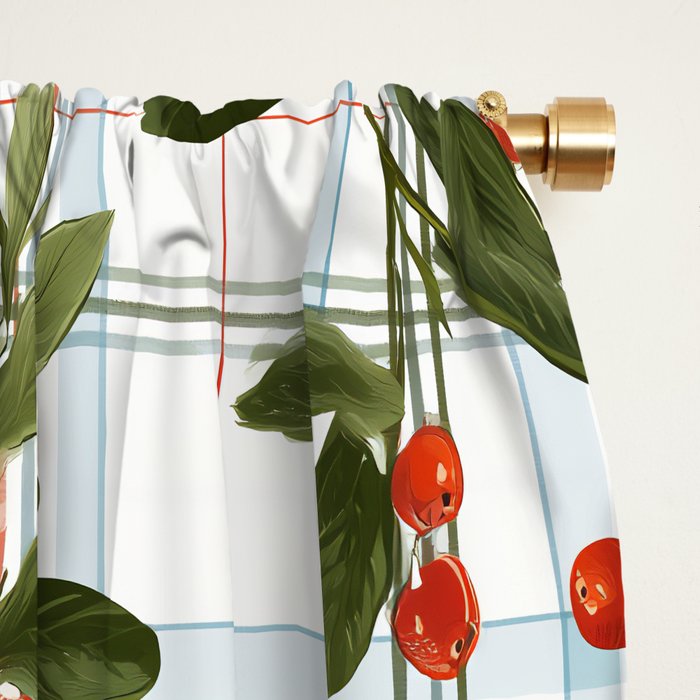 Festive Berries on Tartan Window Curtain Gallery Image 2