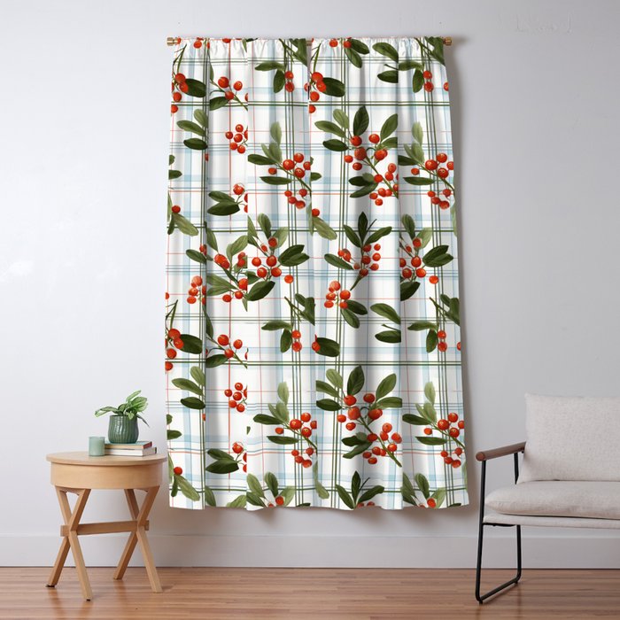 Festive Berries on Tartan Window Curtain Gallery Image 5