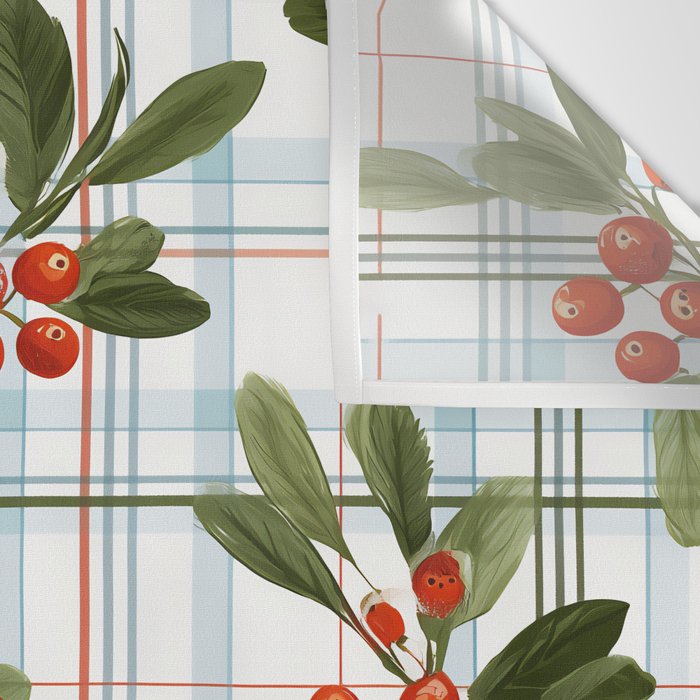 Festive Berries on Tartan Wall Tapestry Gallery Image 3