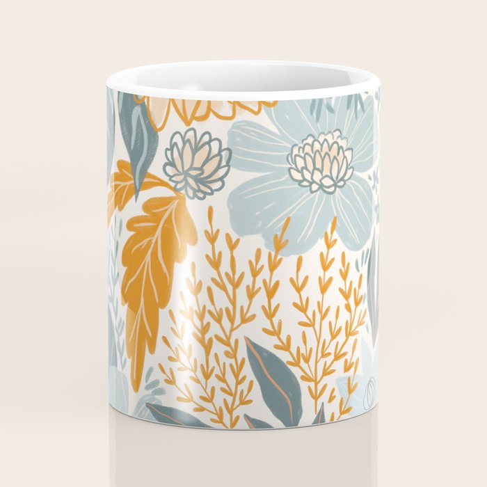 Retro Pastel Gouache Floral Coffee Mug Gallery Image 4