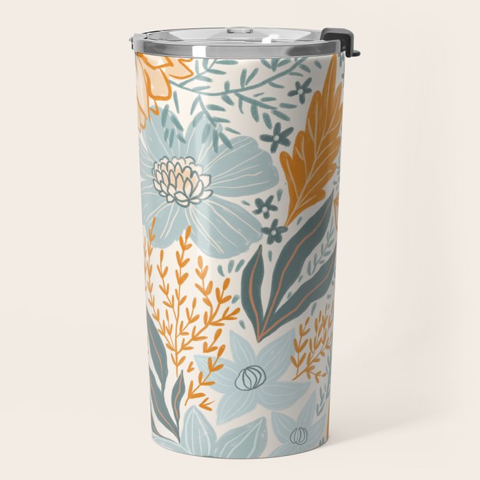 Retro Pastel Gouache Floral Travel Mug Gallery Image 2