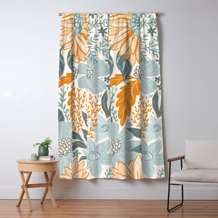 Retro Pastel Gouache Floral Window Curtain Gallery Image 5