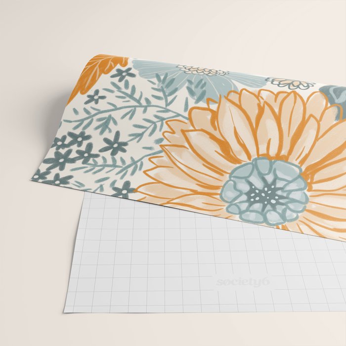Retro Pastel Gouache Floral Wrapping Paper Gallery Image 2