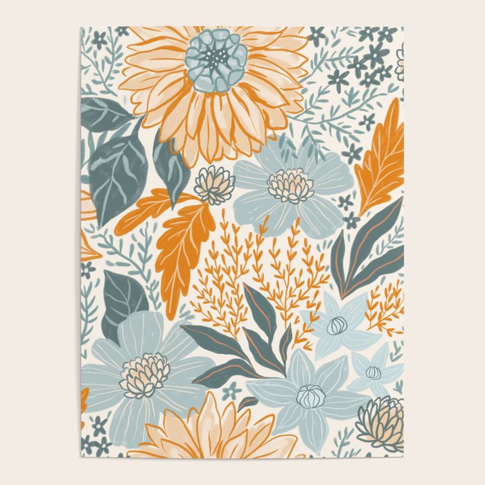 Retro Pastel Gouache Floral Poster Gallery Image 4