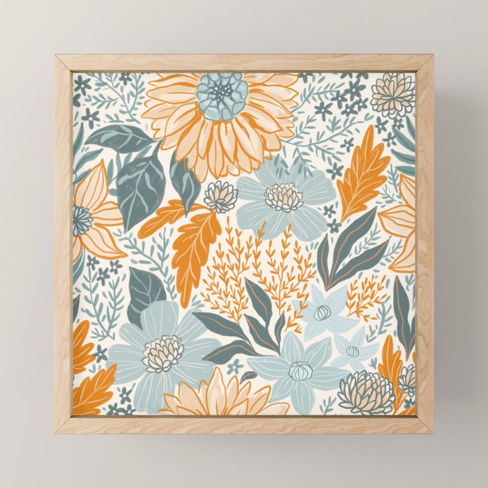 Retro Pastel Gouache Floral Mini Art Print Gallery Image 1
