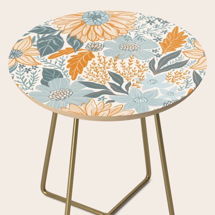 Retro Pastel Gouache Floral Side Table Gallery Image 2