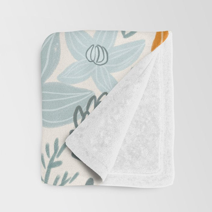 Retro Pastel Gouache Floral Throw Blanket Gallery Image 3