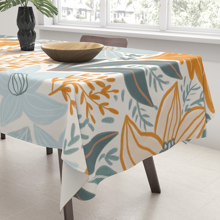 Retro Pastel Gouache Floral Tablecloth Gallery Image 3