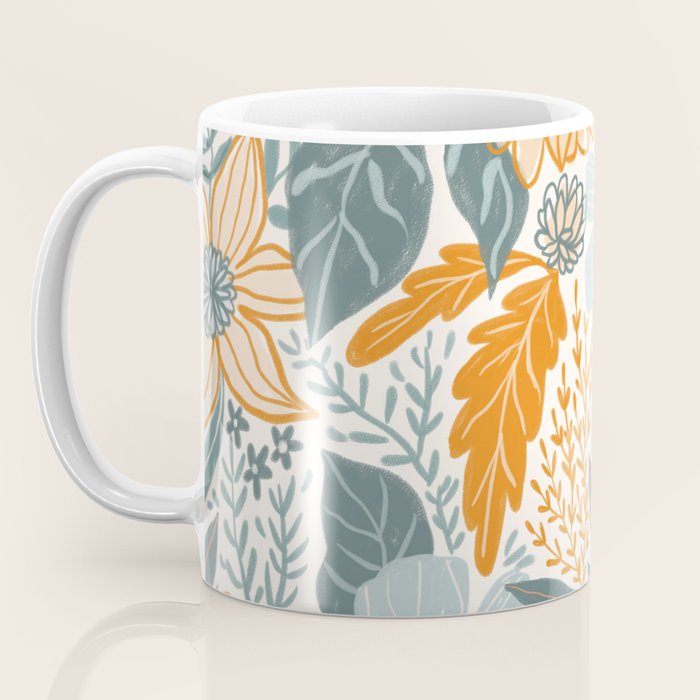 Retro Pastel Gouache Floral Coffee Mug Gallery Image 3