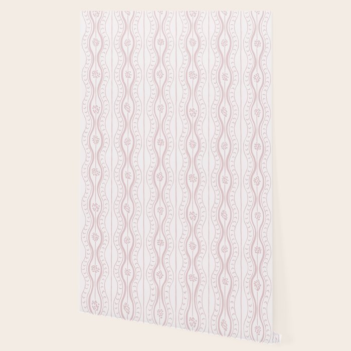 Wavy lines and tiny blooms - soft blush baby pink tones pattern Wallpaper Gallery Image 2