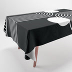 Mid Century Modern Geometric 191 in White and Black Tablecloth Gallery Image 1