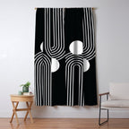 Mid Century Modern Geometric 191 in White and Black Window Curtain Gallery Image 5