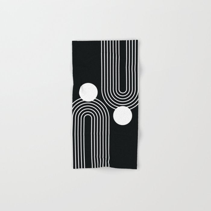 Mid Century Modern Geometric 191 in White and Black Bath Towel Gallery Image 1