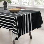 Mid Century Modern Geometric 191 in White and Black Tablecloth Gallery Image 3