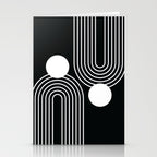 Mid Century Modern Geometric 191 in White and Black Stationery Card Gallery Image 2