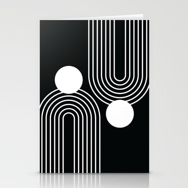 Mid Century Modern Geometric 191 in White and Black Stationery Card Gallery Image 2