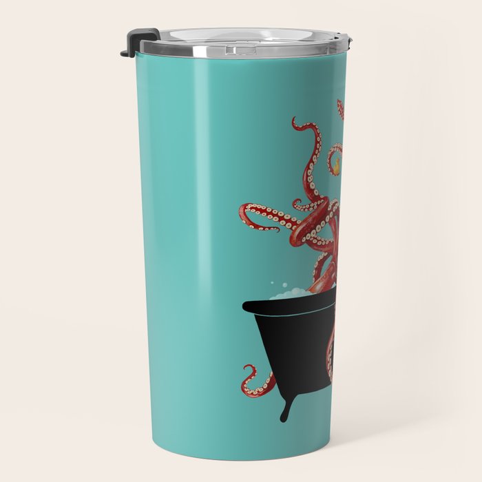 Giant Squid in Bathtub Travel Mug Gallery Image 3