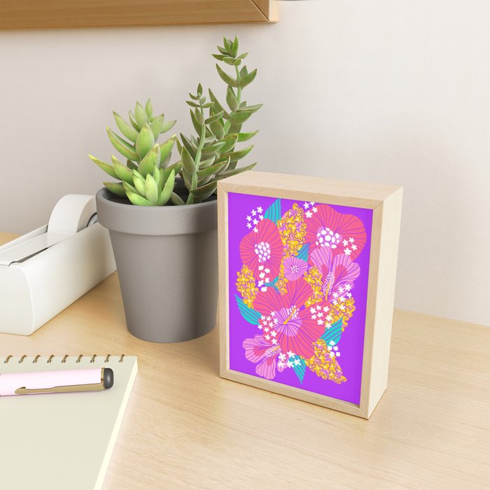Bold Hibiscus Floral Hot Pink Summer Mini Art Print Gallery Image 2