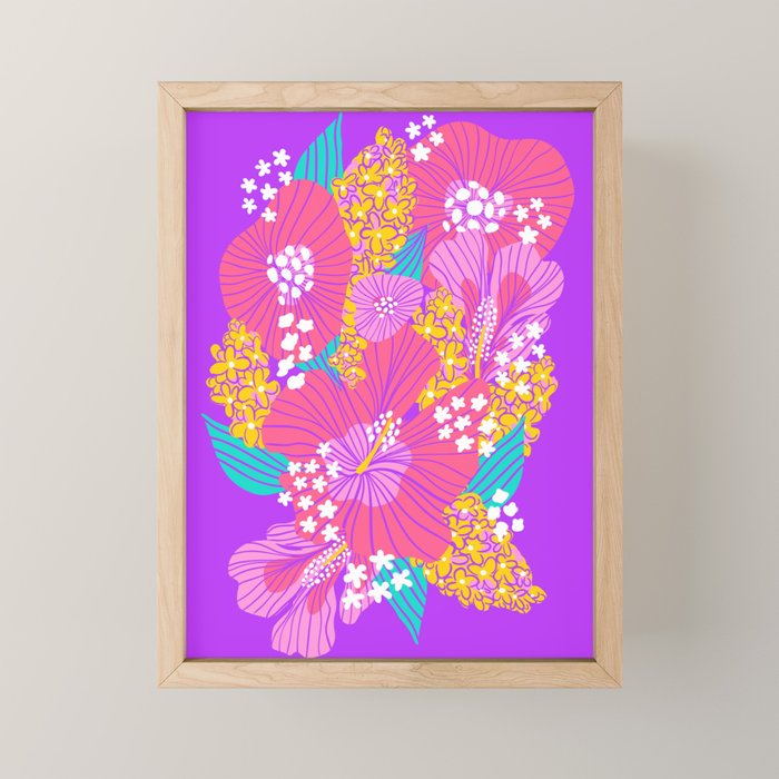 Bold Hibiscus Floral Hot Pink Summer Mini Art Print Gallery Image 1