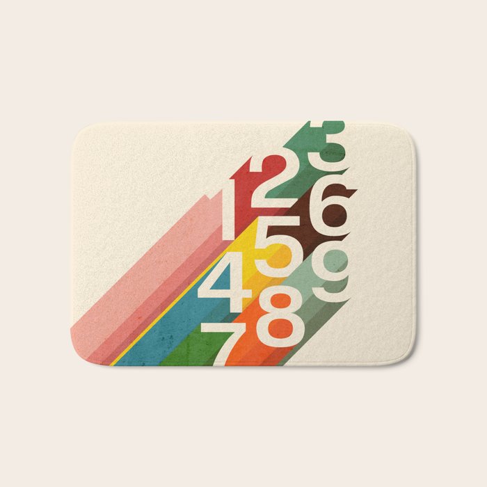 Retro Numbers Bath Mat Gallery Image 1