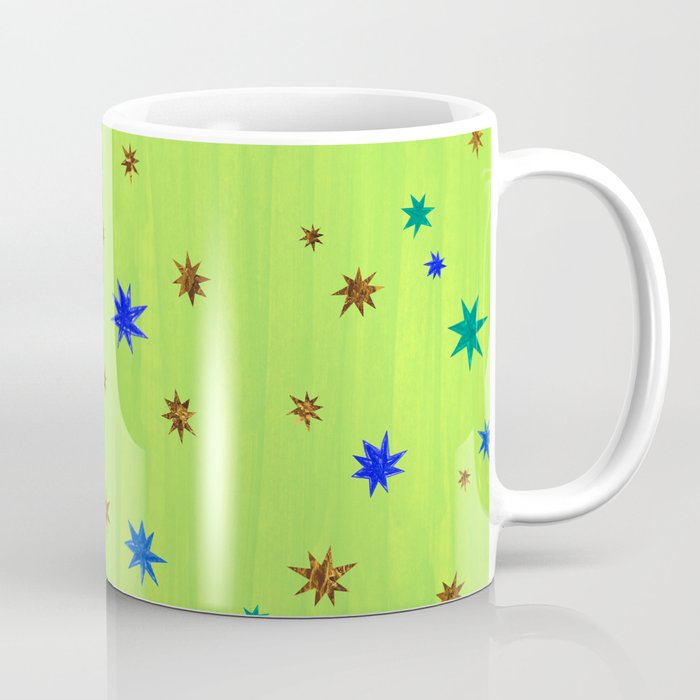 Celestial Star Twinkle in Galaxy Green Watercolor Coffee Mug Gallery Image 1