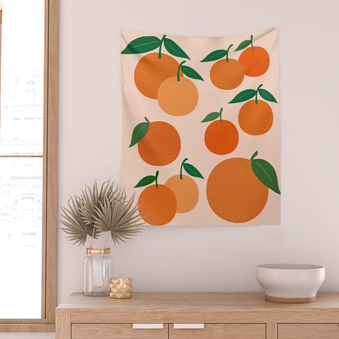 Fruit Market Print Oranges Fruit Art Orange Fruit Market Aesthetic Food Art Modern Decor Wall Tapestry Gallery Image 2