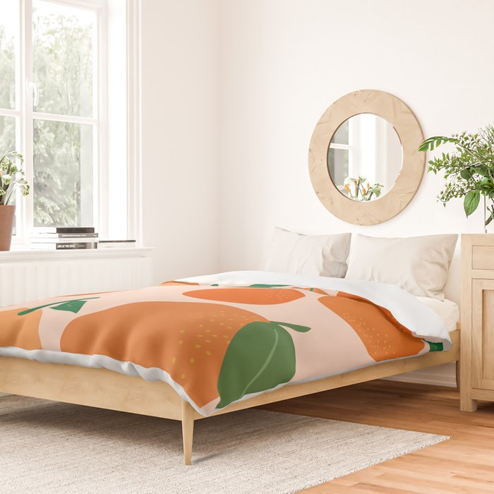 Fruit Market Print Oranges Fruit Art Orange Fruit Market Aesthetic Food Art Modern Decor Duvet Cover Gallery Image 2