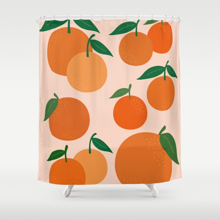 Fruit Market Print Oranges Fruit Art Orange Fruit Market Aesthetic Food Art Modern Decor Shower Curtain Gallery Image 1