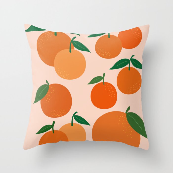 Fruit Market Print Oranges Fruit Art Orange Fruit Market Aesthetic Food Art Modern Decor Throw Pillow Gallery Image 1