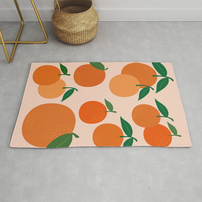 Fruit Market Print Oranges Fruit Art Orange Fruit Market Aesthetic Food Art Modern Decor Rug Gallery Image 1