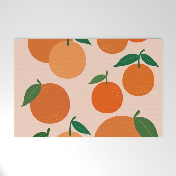 Fruit Market Print Oranges Fruit Art Orange Fruit Market Aesthetic Food Art Modern Decor Welcome Mat Gallery Image 1