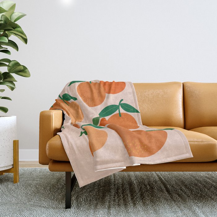 Fruit Market Print Oranges Fruit Art Orange Fruit Market Aesthetic Food Art Modern Decor Throw Blanket Gallery Image 1