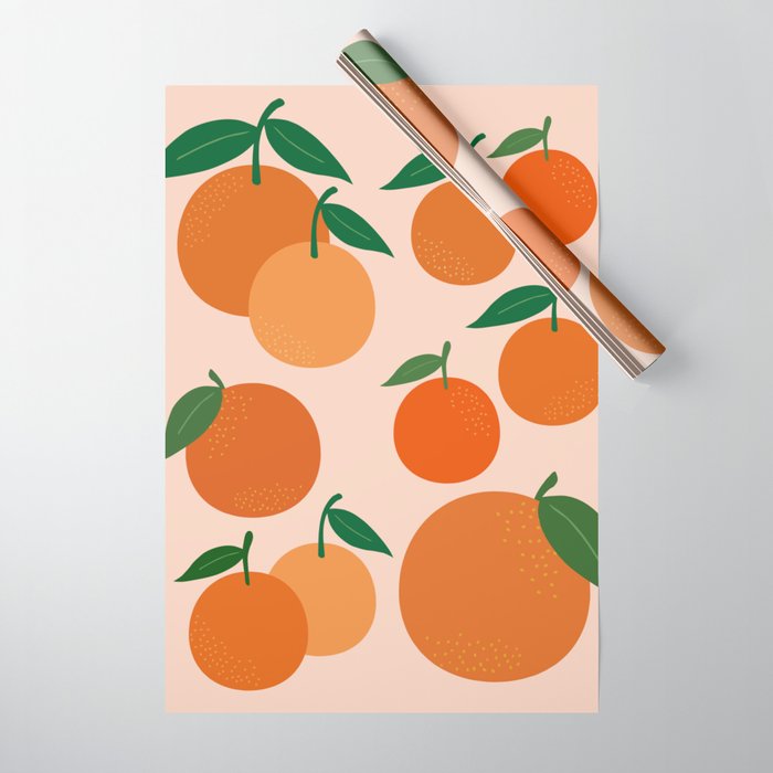 Fruit Market Print Oranges Fruit Art Orange Fruit Market Aesthetic Food Art Modern Decor Wrapping Paper Gallery Image 1