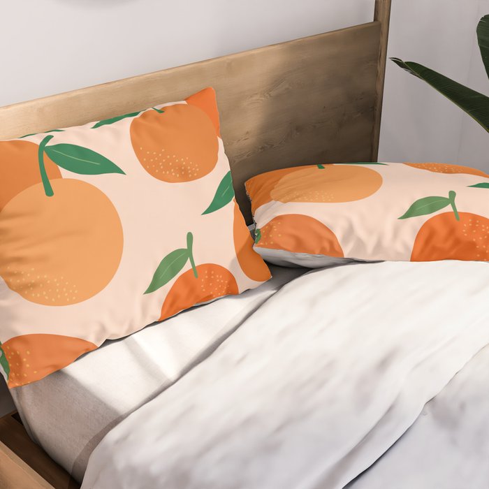 Fruit Market Print Oranges Fruit Art Orange Fruit Market Aesthetic Food Art Modern Decor Pillow Sham Gallery Image 2